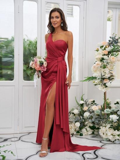 Einfaches langes rosa Sling-Seitenschlitz-Abendkleid | Rosa Ballkleid online_6