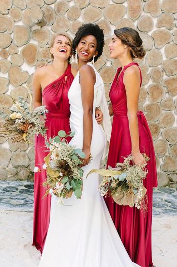 Irregular Shoulder Strap Changeable Style Bridesmaid Dresses | Long Backless Wedding Party Dresses With Sweep Train_4