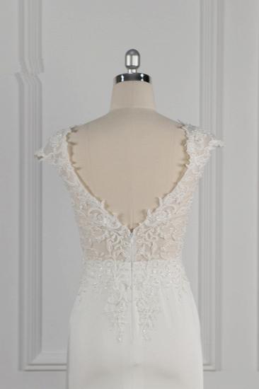 TsClothzone Elegant Mermaid Chiffon Lace Wedding Dress V-neck Appliques Bridal Gowns On Sale_7