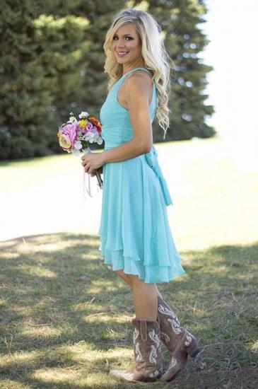 Country Short Bridesmaid Dresses Chiffon Halter Neck Tiers Summer Wedding Party Dress_5