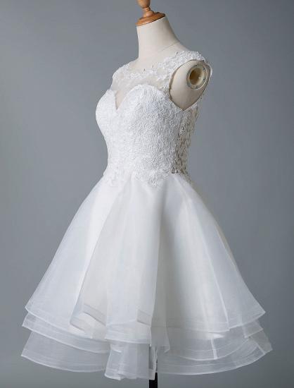 Gorgeous Jewel Sleeveless Lace Ruffles White Short Wedding Dresses_4