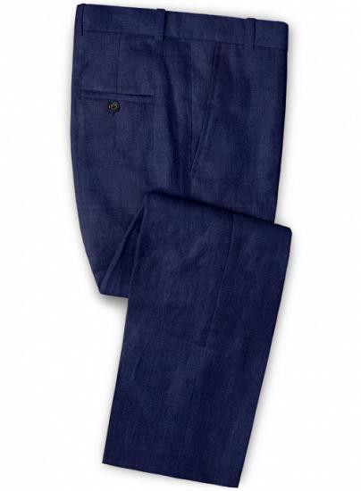 Blauer Leinenanzug Anzug mit gekerbtem Revers | zweiteiliger Anzug_3