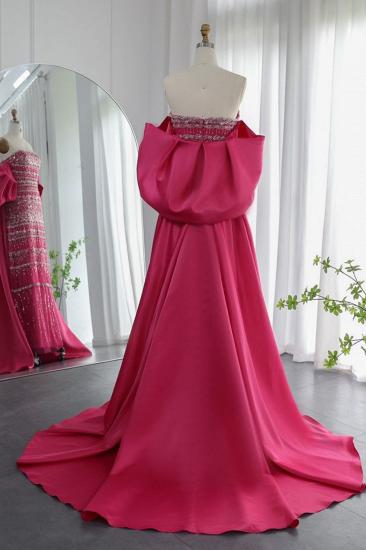 Gorgeous Strapless Glitter Beading Satin Mermaid Evening Gown with Ruffle Chapel Train_2
