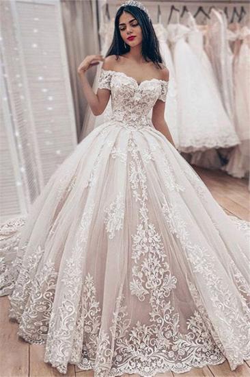 Cheap Off The Shoulder Lace Wedding Dress Cheap | Puffy Tulle Ball Gown Princess Bridal Dresses_2