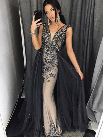 Elegant Mermaid Tulle Beading V-Neck Detachable Prom Dress | Evening Dress_5