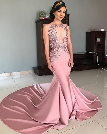 Mermaid Strapless Jewel Appliques Sexy Prom Dresses | Gorgeous Long Evening Dresses With Chapel Train_2