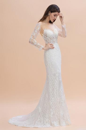 Luxury Beaded Lace Mermaid Wedding Dresses Tulle Appliques Bride Dresses with Detachable Train_5