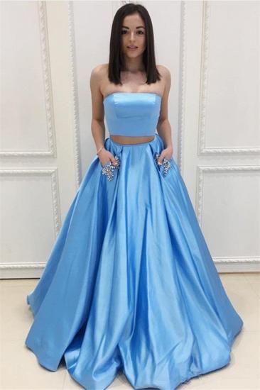 Two Pieces Prom Dresses Cheap | Strapless Long Formal Dresses