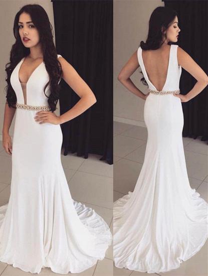 Sleeveless White Bodycon Ball Dress Cheap Straps Modest Crystals Formal Dress