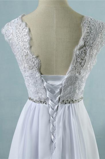 TsClothzone Gorgeous Jewel Chiffon Ruffles Lace Wedding Dress White Appliques Beadings Bridal Gowns with Sash_6