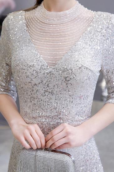 Gorgeous Silver Long sleeves Long Prom Dress_8