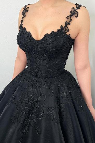 Designer Wedding Dresses A Line With Lace | Satin wedding dresses black_4