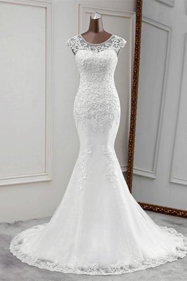 TsClothzone Gorgeous Jewel Sleeveless White Lace Mermaid Wedding Dresses with Appliques