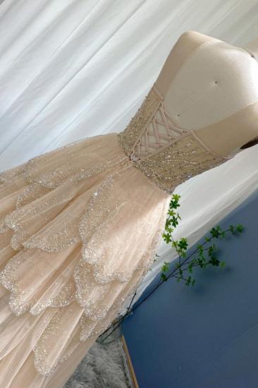 Jewel Sequins Asymmetrical Dress Sleeveless Tiered Hi-Lo Evening Dresses_5