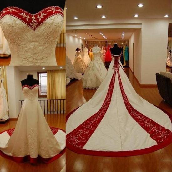 2022 Embroidery Wedding Dress Sweetheart Lace Up wedding Gown_3