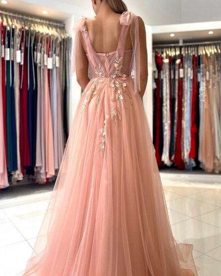 Stunning Tulle Sleeveless Aline Eveining Dress | Sweetheart Floral Lace Side Slit Party Gown_6