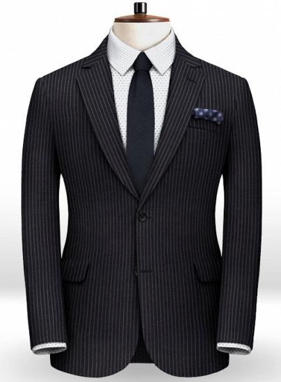 Schwarzer Slim-Fit-Anzug aus Wolle mit 2 Knöpfen_3