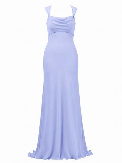 Lilac Long  Square Neck Evening Dress Chiffon Bridesmaid Dress_1