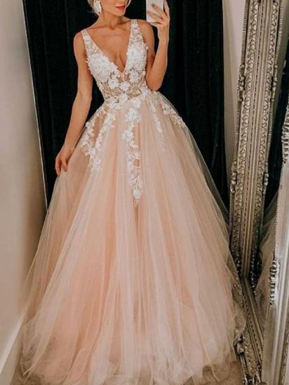 Boho Plus Size A-Line Wedding Dress V-Neck Lace Tulle Straps Bridal Gowns On Sale