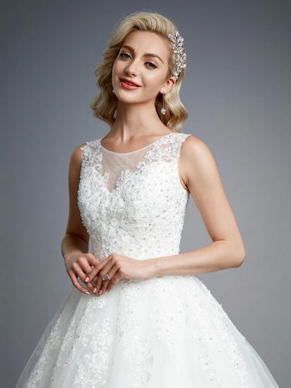 Formal Ball Gown Wedding Dresses Jewel Lace Tulle Straps Casual Backless Bridal Gowns Online_7