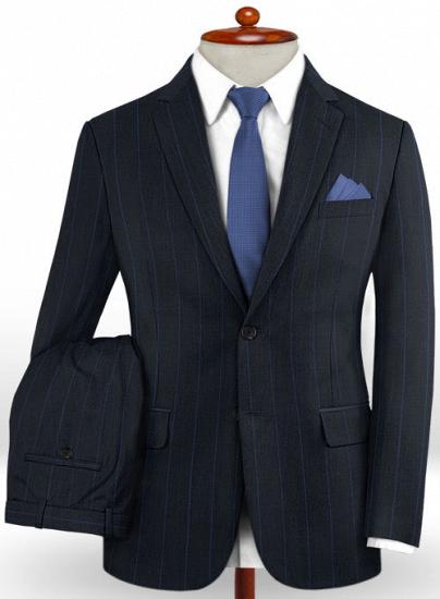 Classic wide striped blue wool suit | for business occasions