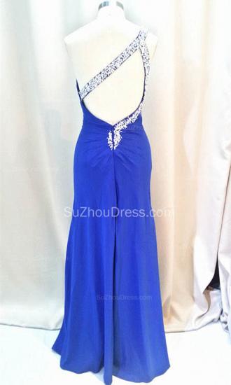 Formal Crystal One Shoulder Royal Blue Long Dresses for Juniors Chiffon Fitted Cheap Modest Zipper Prom Dresses_4