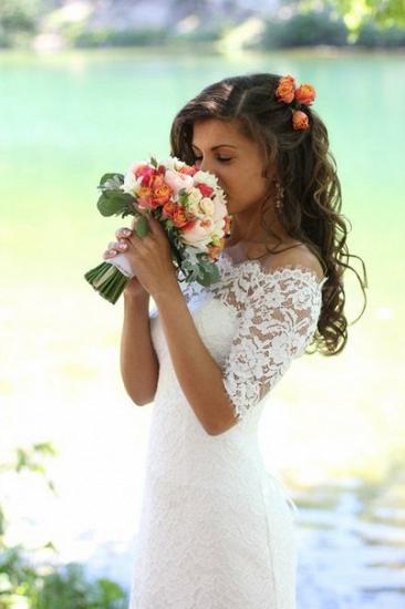 Mermaid Lace Off-the-shoulder Bridal Dress Half Sleeves 2022 Wedding Dress_2