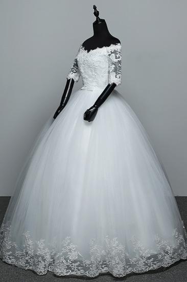 TsClothzone Gorgeous Off-the-Shoulder Sweetheart Wedding Dress Tulle Lace White Bridal Gowns with Half Sleeves_5