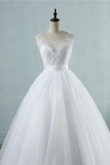 TsClothzone Chic Square Neckling Sleeveless Wedding Dresses White Tulle Lace Bridal Gowns On Sale_6