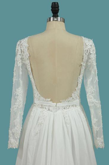 TsClothzone Elegant Jewel Long Sleeves Wedding Dress Chiffon Tulle Lace Ruffles Bridal Gowns Online_5