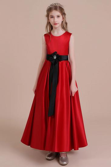 Modest Satin A-line Flower Girl Dress | Elegant Sleeveless Little Girls Dress for Wedding_5