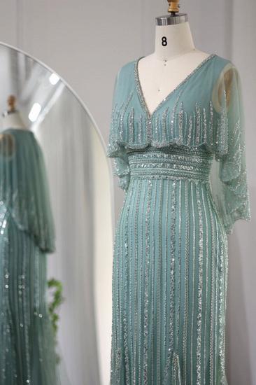 Luxuriöse glitzernde Pailletten, ärmellose lange Meerjungfrau-Abendkleider mit abnehmbarem Schal_3
