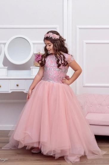 Schönes ärmelloses rosa Prinzessin-kleines Mädchen-Kleid für Hochzeit