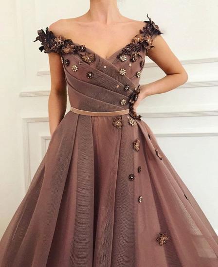 Stunning Brown Prom Dress | V-Neck Ball Gown Evening Gowns_1