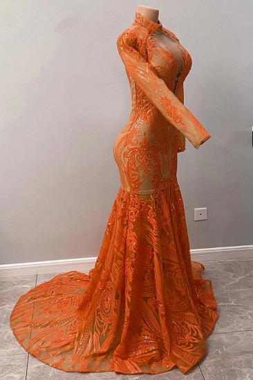 Charming Orange Turtleneck Mermaid Ball Gown | Long Sleeve Floor Length Evening Dress_5