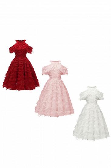 Elegante Vintage Kleidung Damen Rot | Retro Neckholder A-Linie Heimkehr Kleid_16