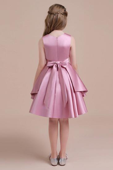 Pretty Knee Length Flower Girl Dress | Sleeveless Satin Little Girls Pegeant Dress Online_3