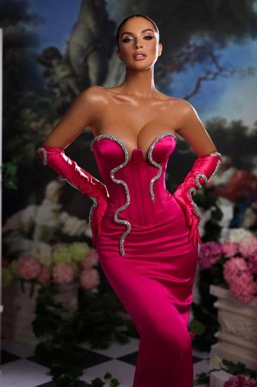 Sweetheart Mermaid Hot Pink Long Prom Dresses_3