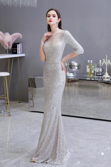 Gorgeous Silver Long sleeves Long Prom Dress_3