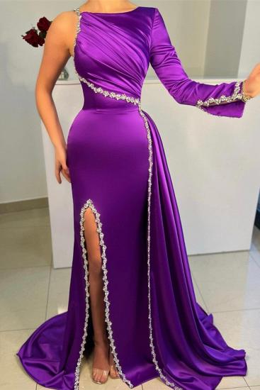 Purple evening dresses with sleeves | Long Prom Dresses Cheap