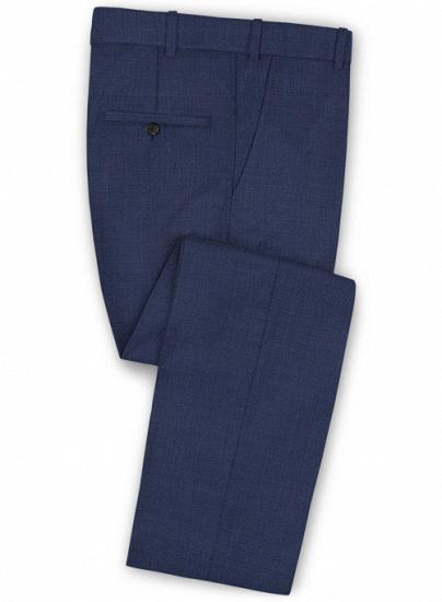 Pure color navy blue wool trousers_1