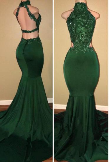 Green lace mermaid prom dress, green evening dress_1
