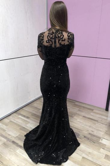 Delicate Black Shinny Sequins Mermaid Evening Gown_2