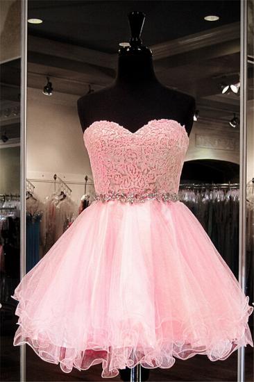Pink Puffy Organza Sweetheart 2022 Homecoming Dress with Crystal Belt School Dancing Party Dress