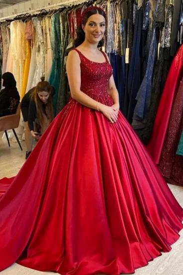 Prinzessin Brautkleider Rot | Brautkleider aus Satin mit Spitze_1