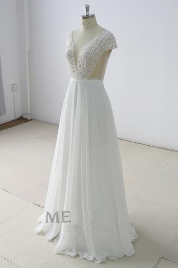 TsClothzone Gorgeous White Lace Backless V-Neck Long Wedding Dress Sleeveless Appliques Bridal Gowns On Sale_3