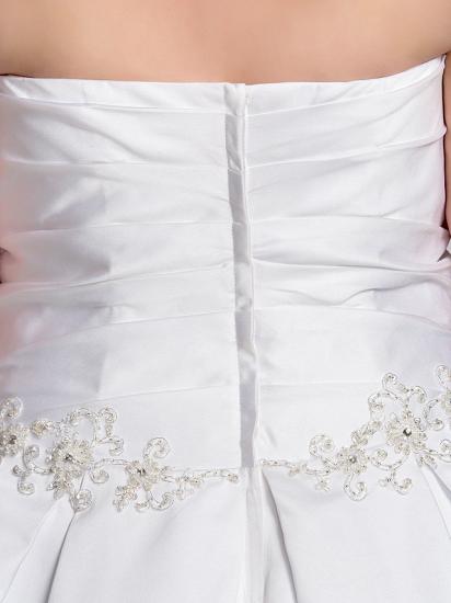 A-Line Wedding Dress Strapless Satin Strapless Bridal Gowns Romantic Illusion Detail Court Train_8