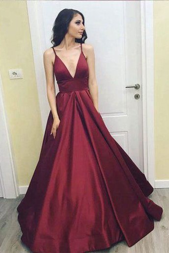Sexy Deep-V-Neck Evening Dresses 2022 A-Line Sleeveless Prom Dresses