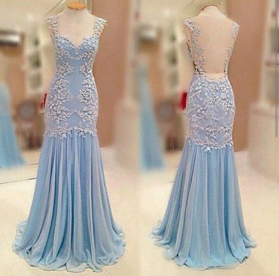 Sheer Back 2022 Baby Blue Prom Dress Chiffon Sheath Evening Dresses_4