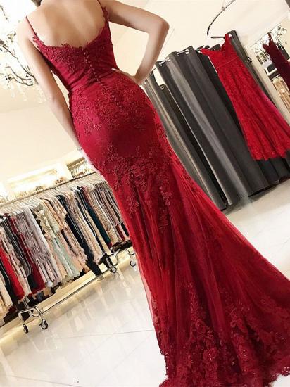 Red Lace Appliques Prom Dress | Mermaid Formal Dress_4